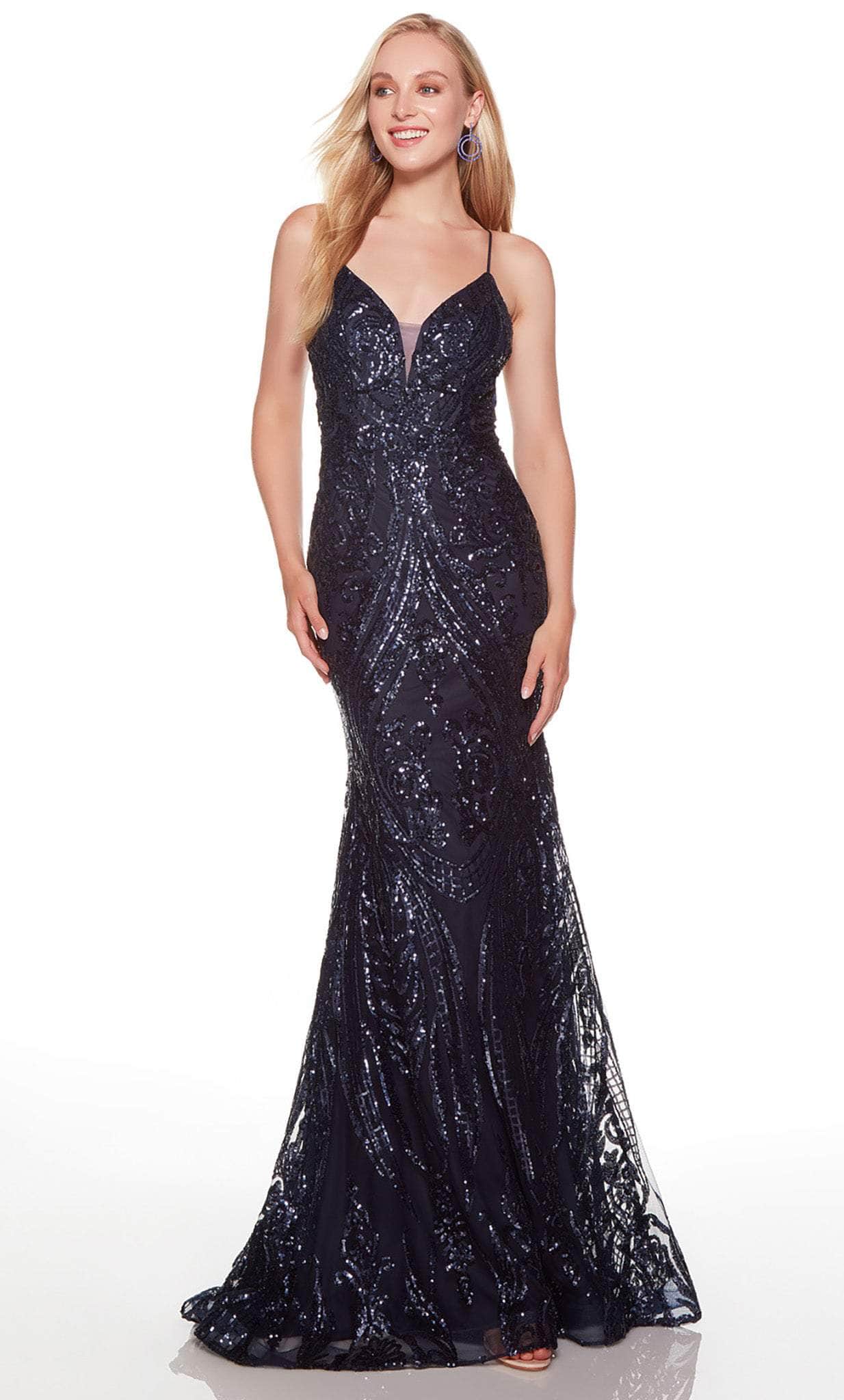 Alyce Paris 61424 - V-Neck Paisley Sequin Prom Gown - view 9