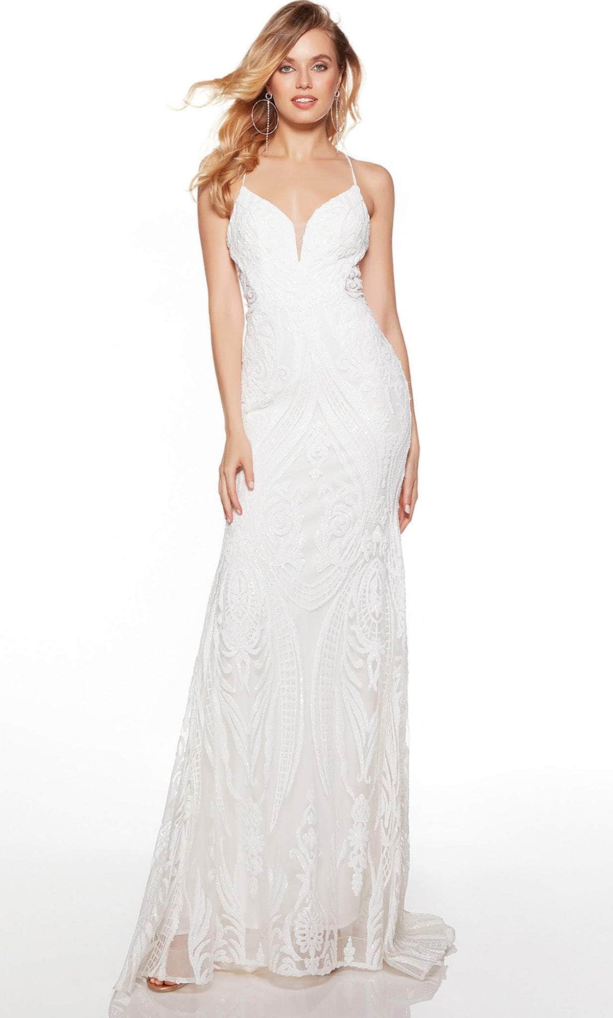 Alyce Paris 61424 - V-Neck Paisley Sequin Prom Gown - view 7