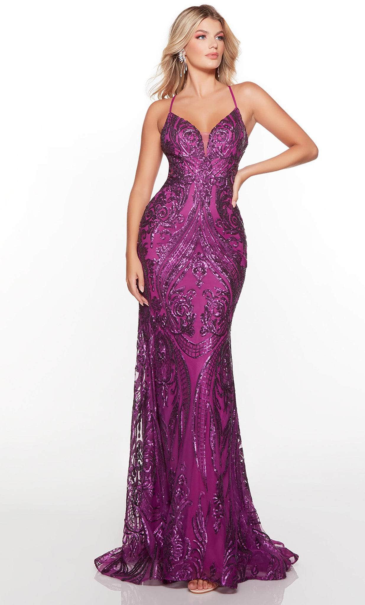Alyce Paris 61424 - V-Neck Paisley Sequin Prom Gown - view 4