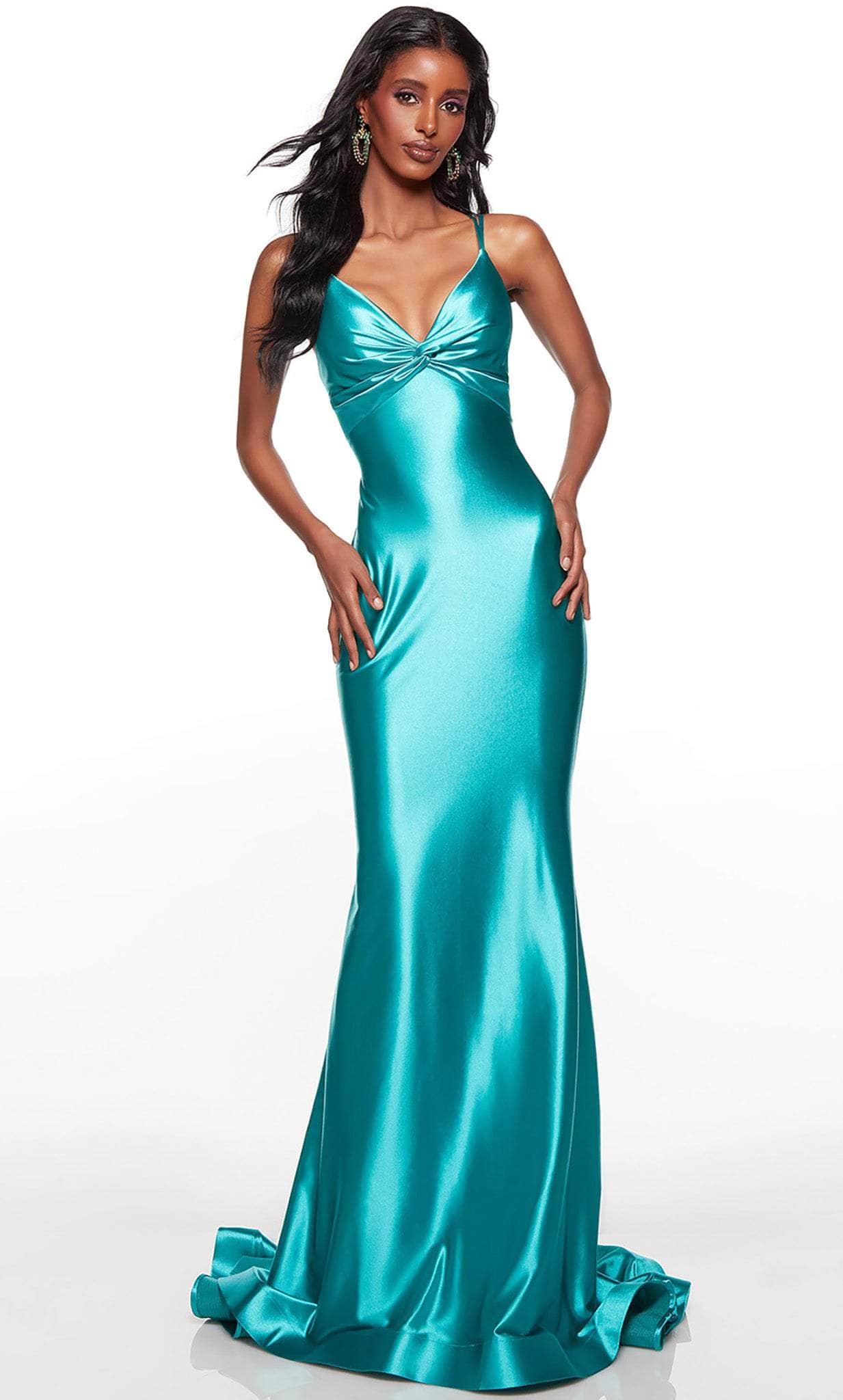 Alyce Paris 61436 - Knotted Deep V-Neck Classic Prom Gown - back view
