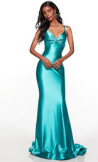 Alyce Paris 61436 - Knotted Deep V-Neck Classic Prom Gown - detail view