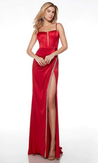 Alyce Paris 61485 - V-Neck Corset Satin Prom Gown - detail view