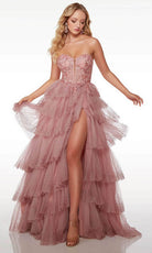 Alyce Paris 61525 - Plunging Sweetheart Tiered Prom Gown - back view