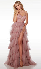 Alyce Paris 61525 - Plunging Sweetheart Tiered Prom Gown - detail view