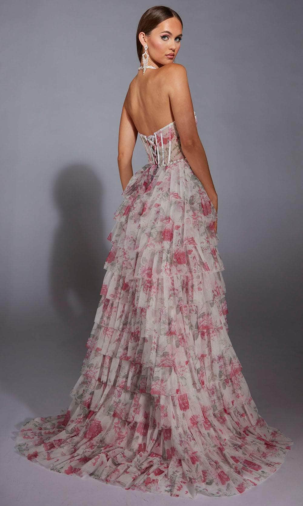 Alyce Paris 61730 - Floral Print A-Line Gown - detail view