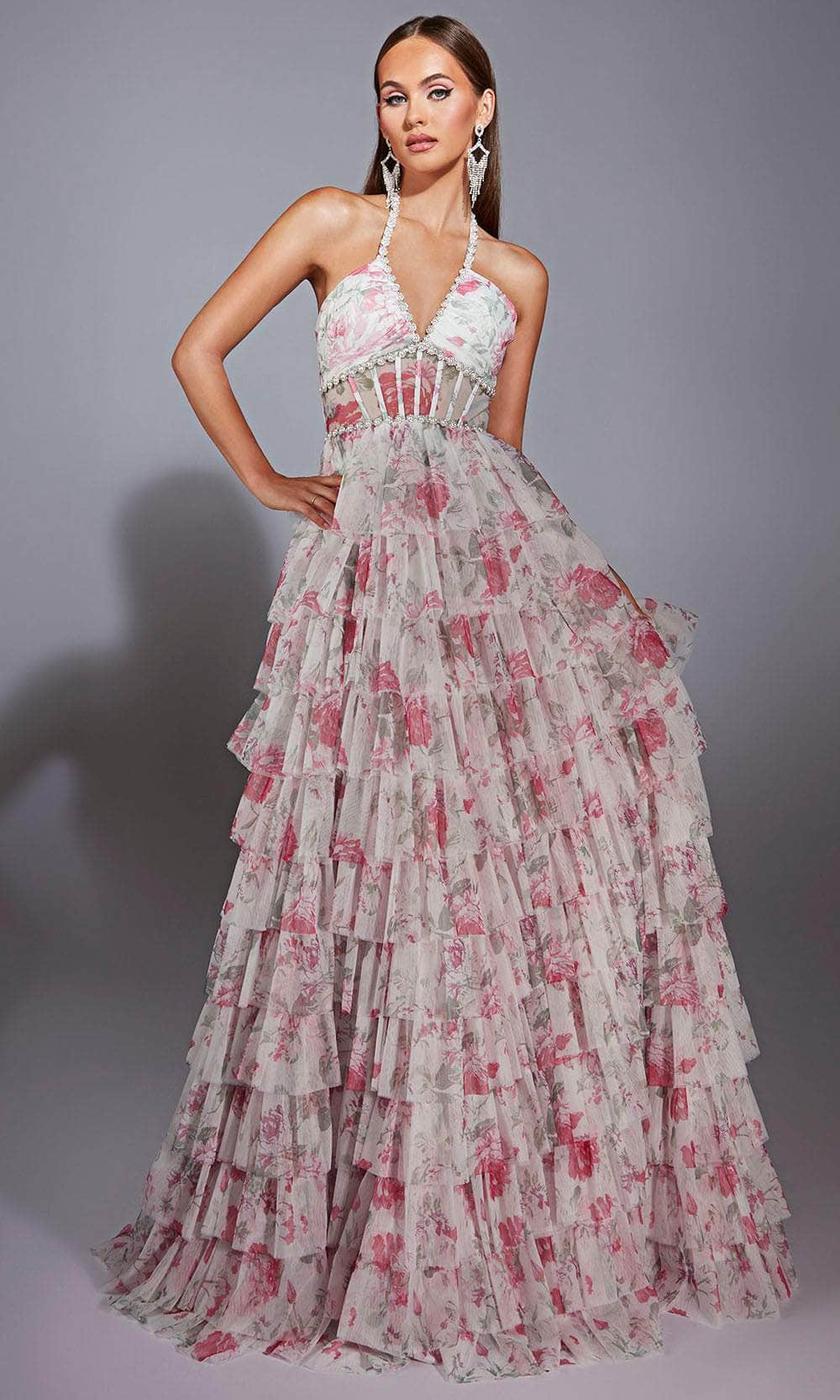 Alyce Paris 61730 - Floral Print A-Line Gown - view 5