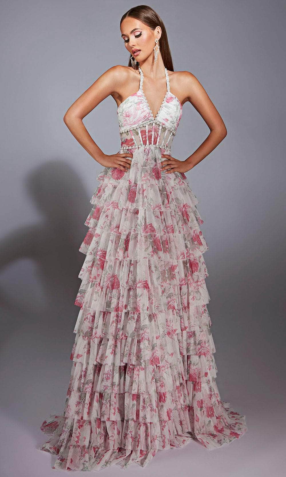 Alyce Paris 61730 - Floral Print A-Line Gown - view 4