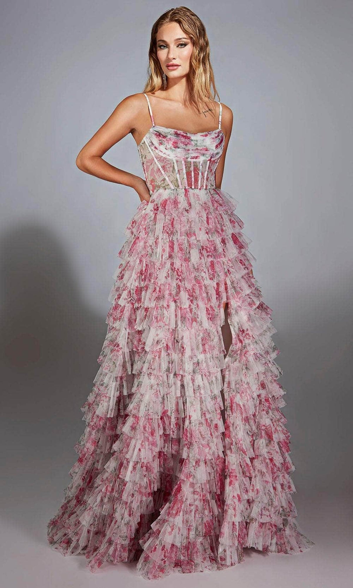 Alyce Paris 61732 - Floral Print Sleeveless A-Line Gown