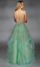 Alyce Paris 61735 - Plunging V-Neck Ballgown with Floral Beading
