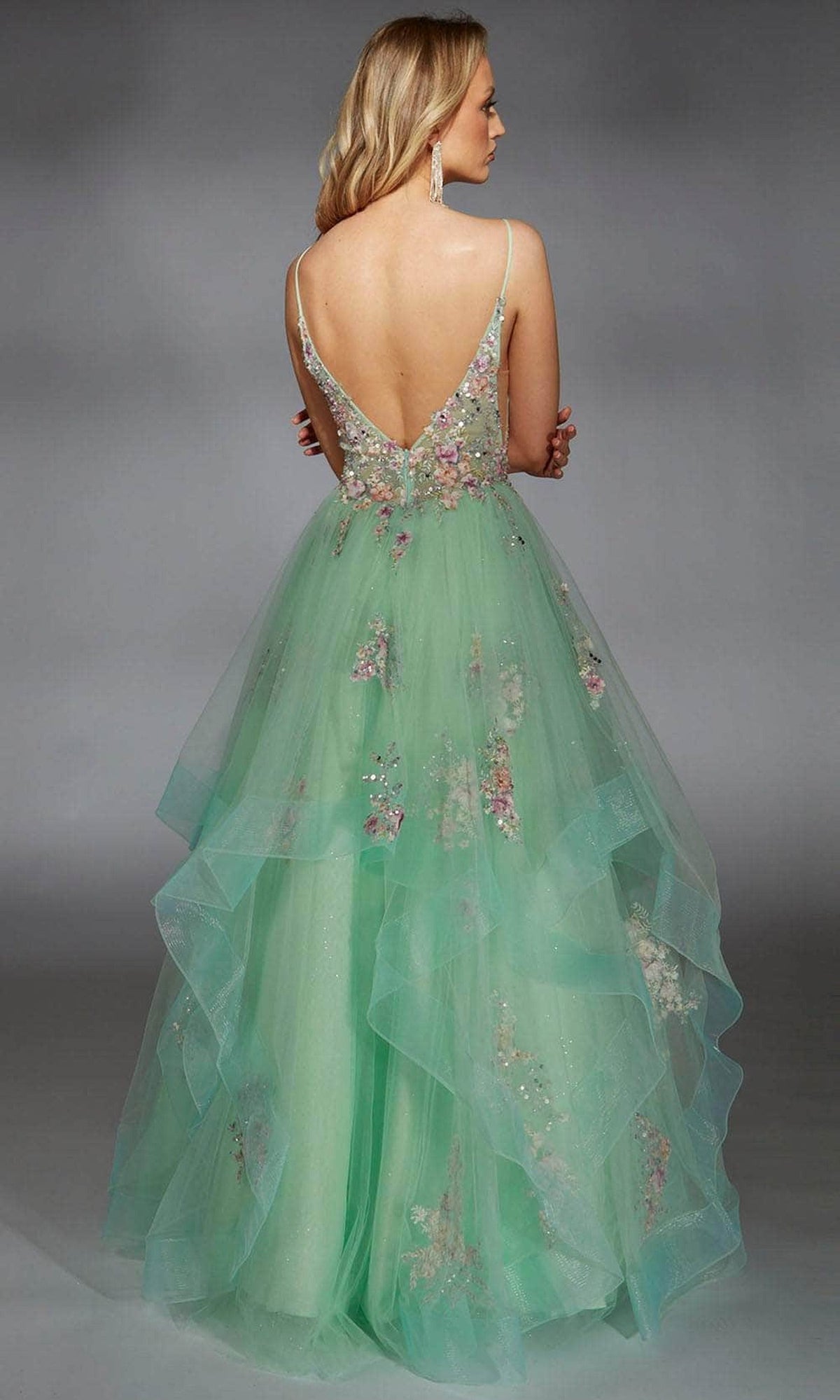Alyce Paris 61735 - Plunging V-Neck Ballgown with Floral Beading