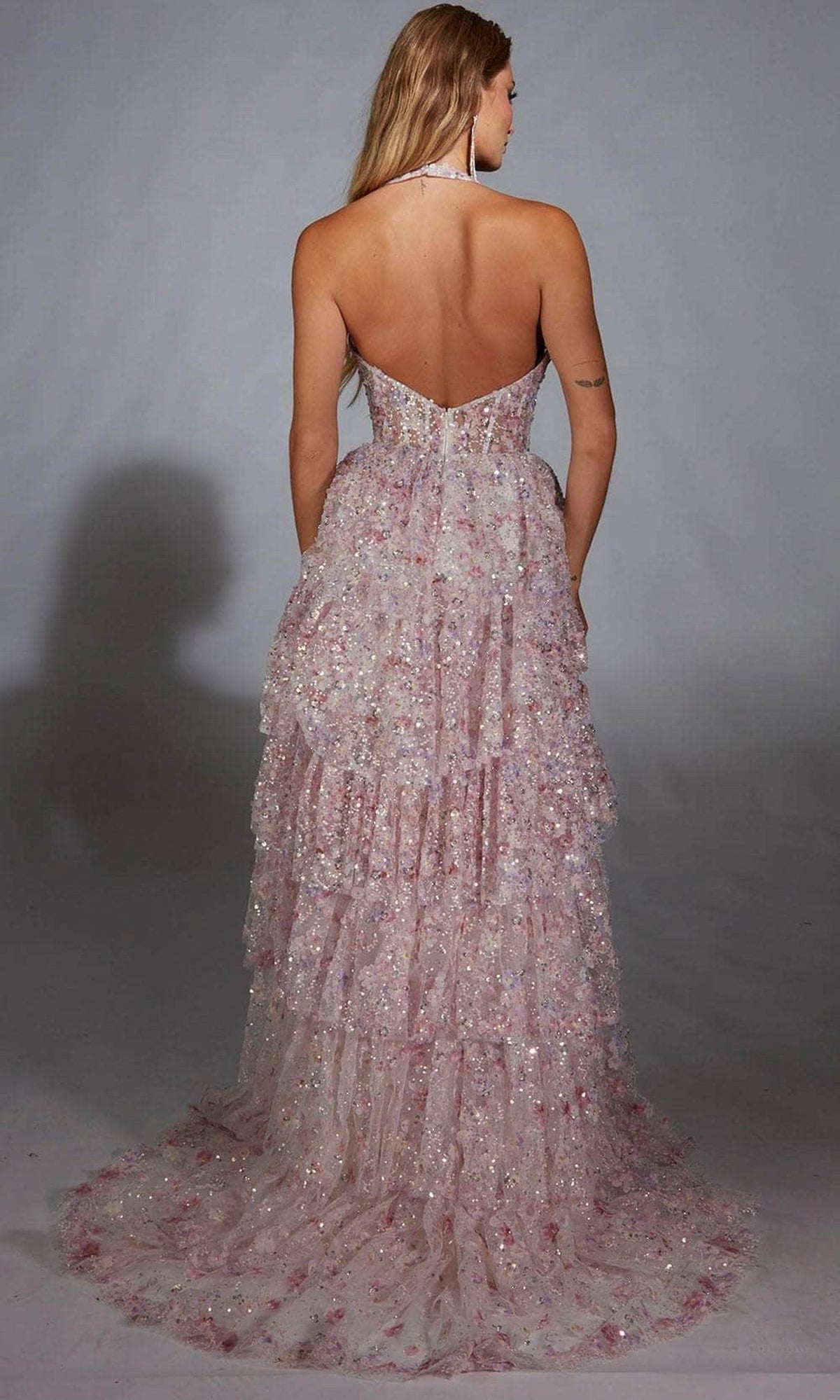 Alyce Paris 61740 - Halter Neckline Floral Sequin Gown