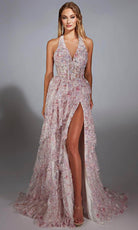 Alyce Paris 61740 - Halter Neckline Floral Sequin Gown
