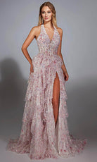 Alyce Paris 61740 - Halter Neckline Floral Sequin Gown