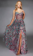 Alyce Paris 61748 - V-Neck Floral Print Evening Gown - designer prom dress at Silhouette Dresses