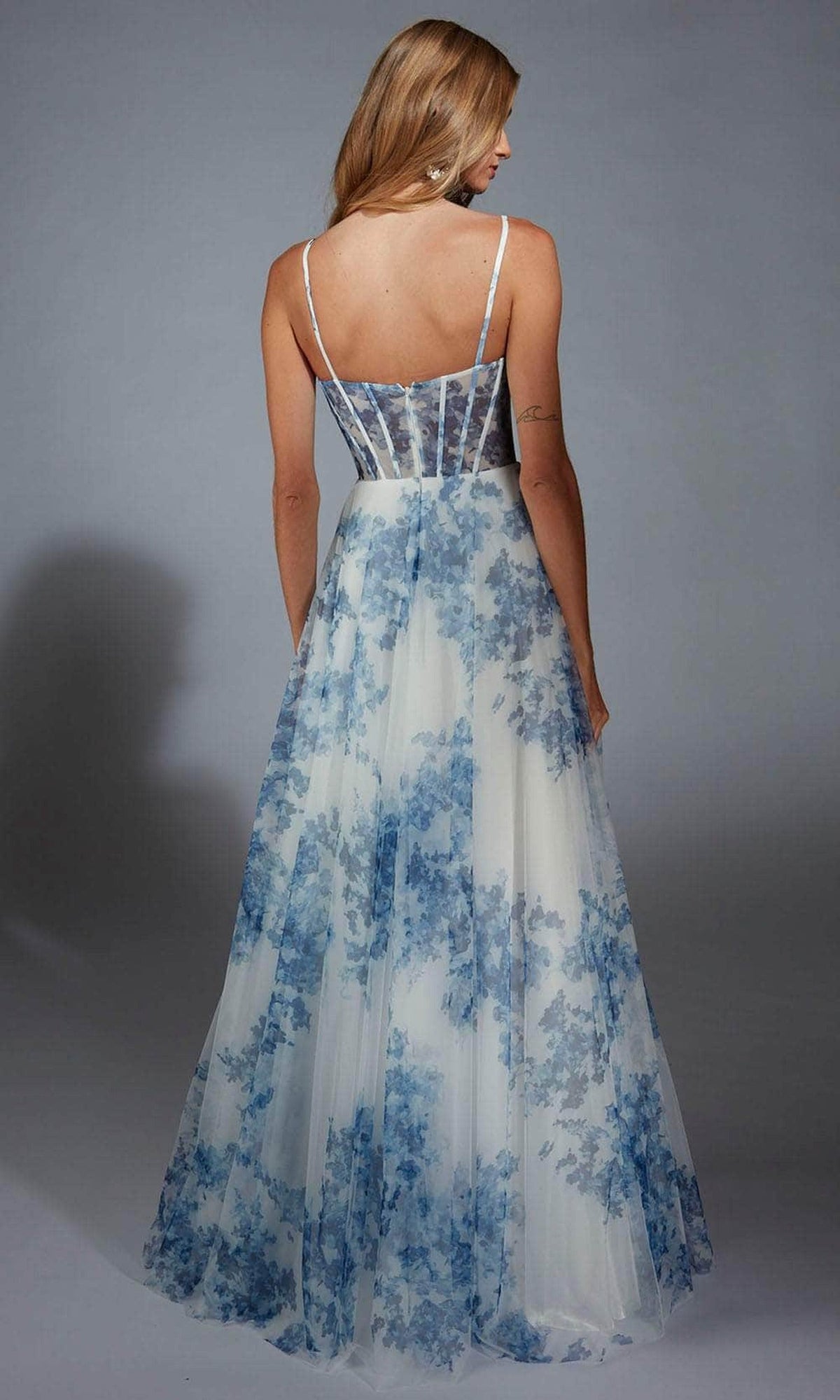 Alyce Paris 61752 - Floral Print Cowl Neck A-Line Gown