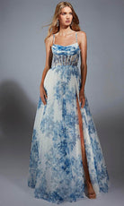 Alyce Paris 61752 - Floral Print Cowl Neck A-Line Gown