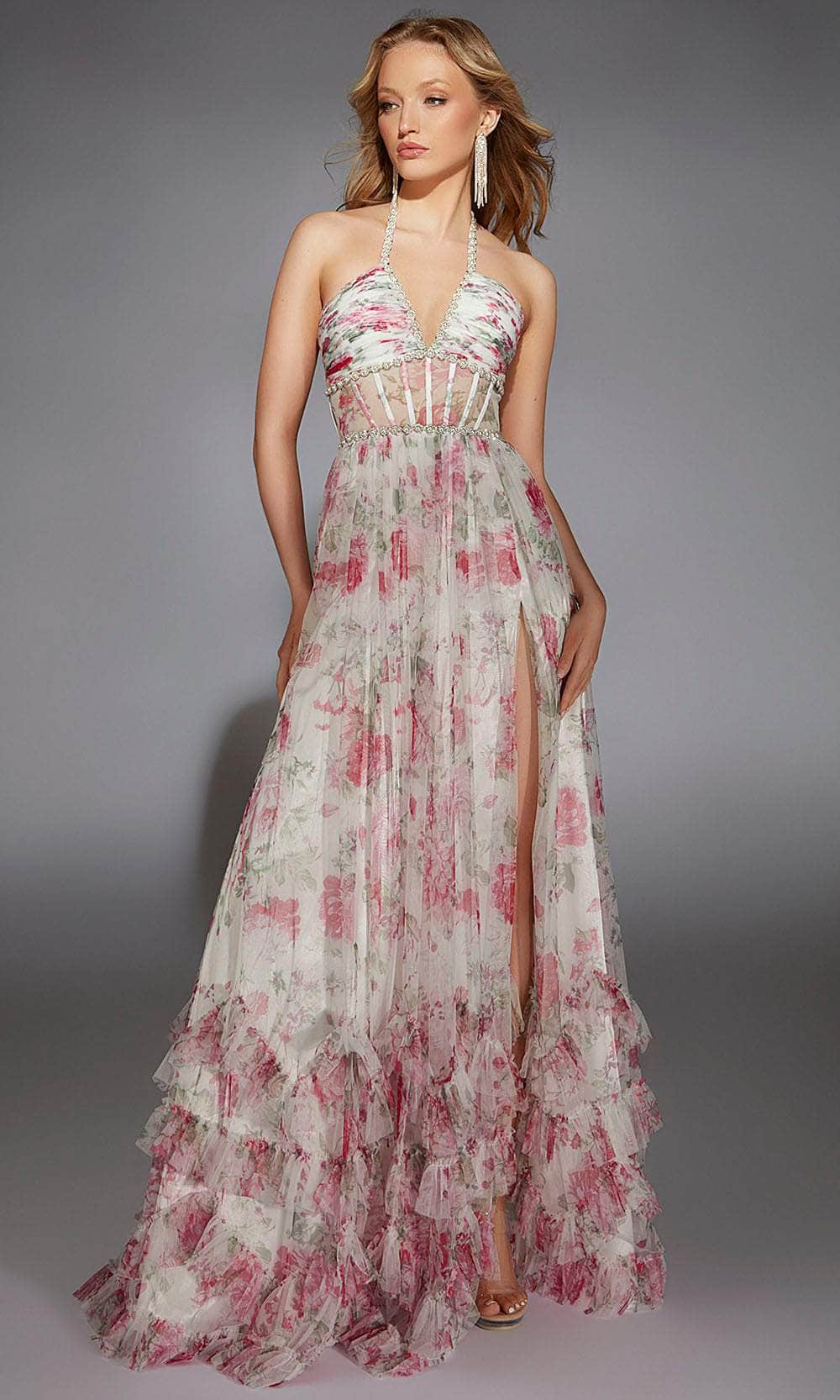 Alyce Paris 61757 - Floral Halter A-Line Gown - view 5