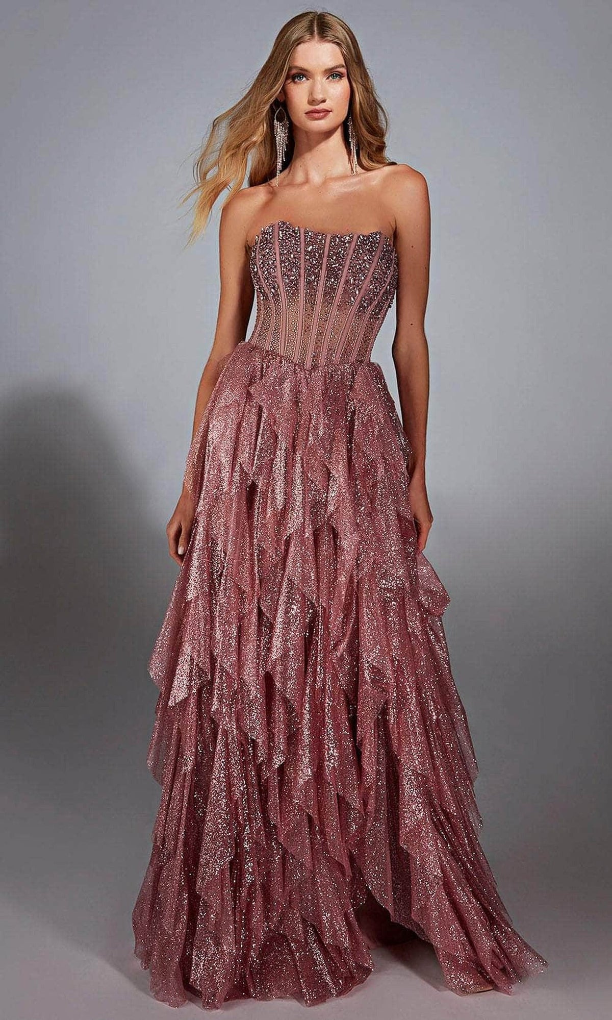 Alyce Paris 61762 - Strapless Glitter Tulle A-Line Gown