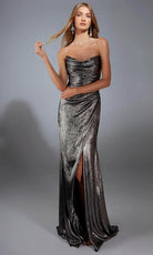 Alyce Paris 61778 - Metallic Cowl Neckline Sheath Gown