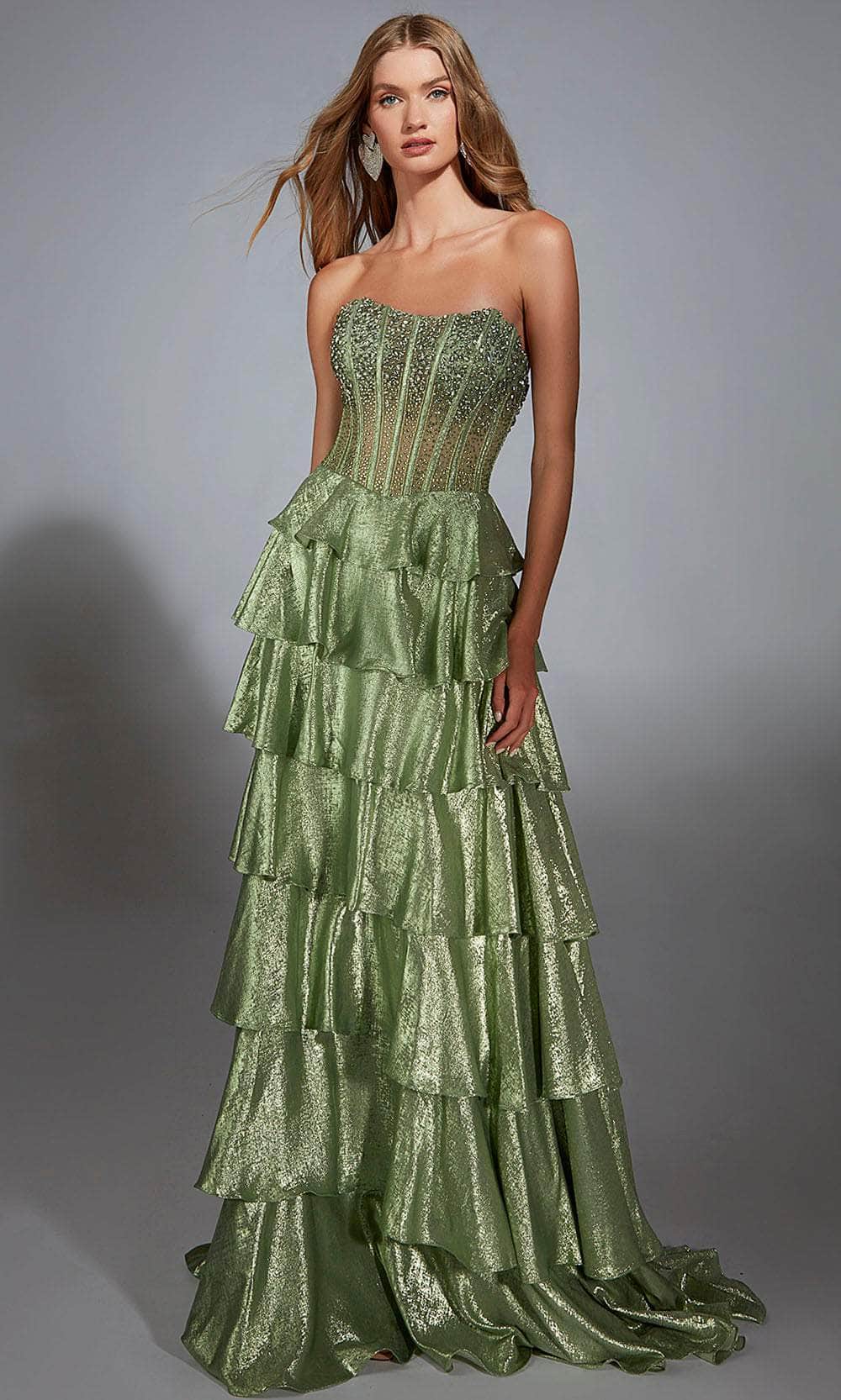 Alyce Paris 61783 - Metallic Voile Strapless A-line Gown - designer prom dress at Silhouette Dresses