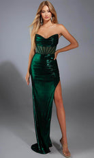 Alyce Paris 61784 - Ruched Metallic Jersey Evening Gown - designer prom dress at Silhouette Dresses