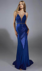 Alyce Paris 61785 - Ruched Deep V-Neck Sheath Gown