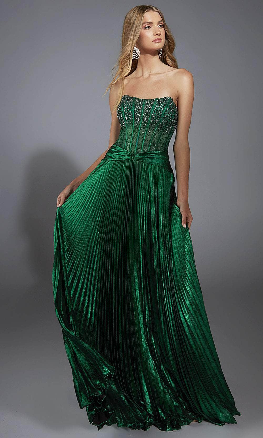 Alyce Paris 61789 - Metallic Foil A-Line Scoop Dress - back view
