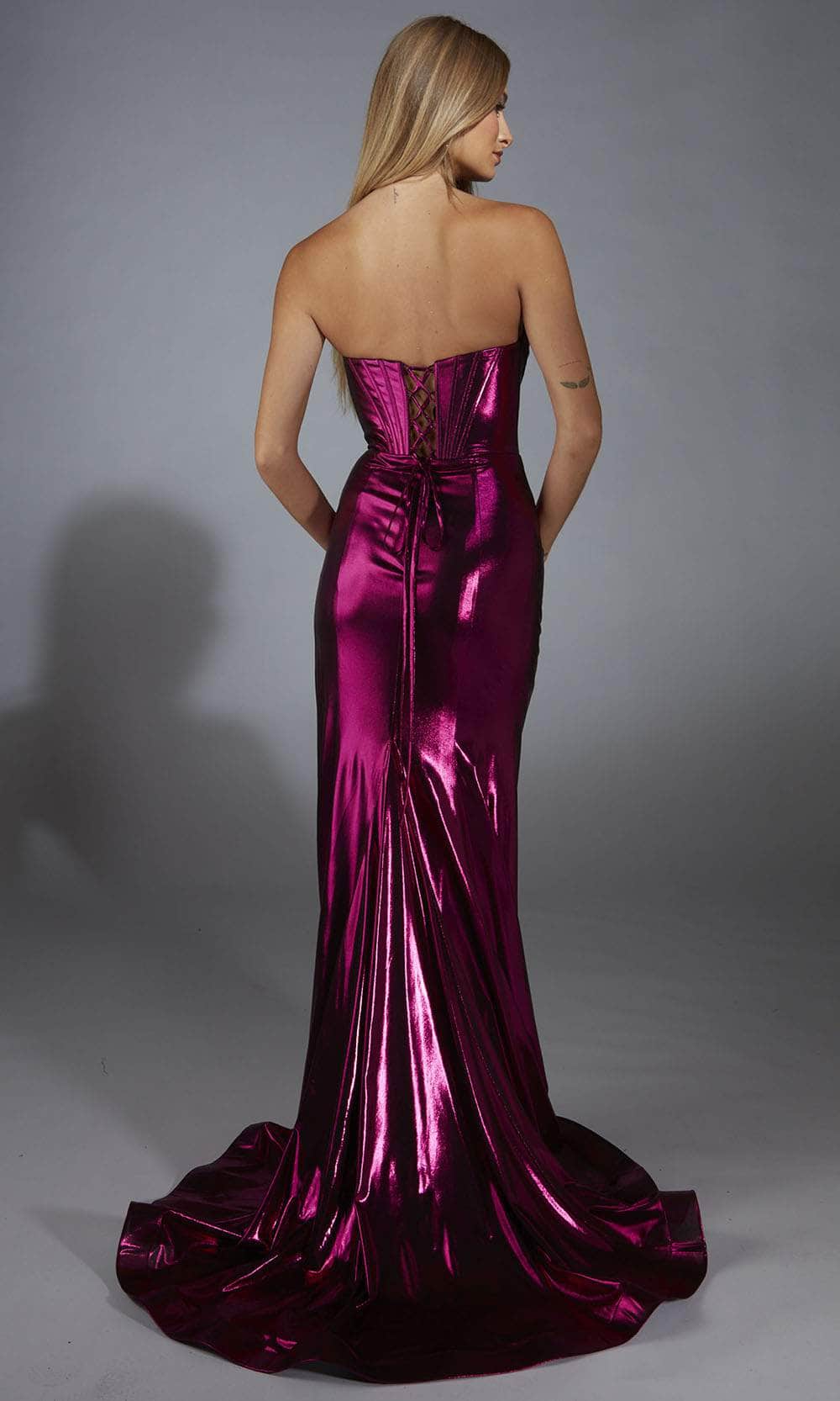 Alyce Paris 61798 - V-Neck Sheath Gown with High Slit - view 4