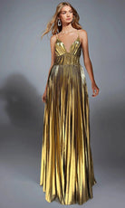 Alyce Paris 61804 - Pleated Metallic Evening Gown - designer prom dress at Silhouette Dresses
