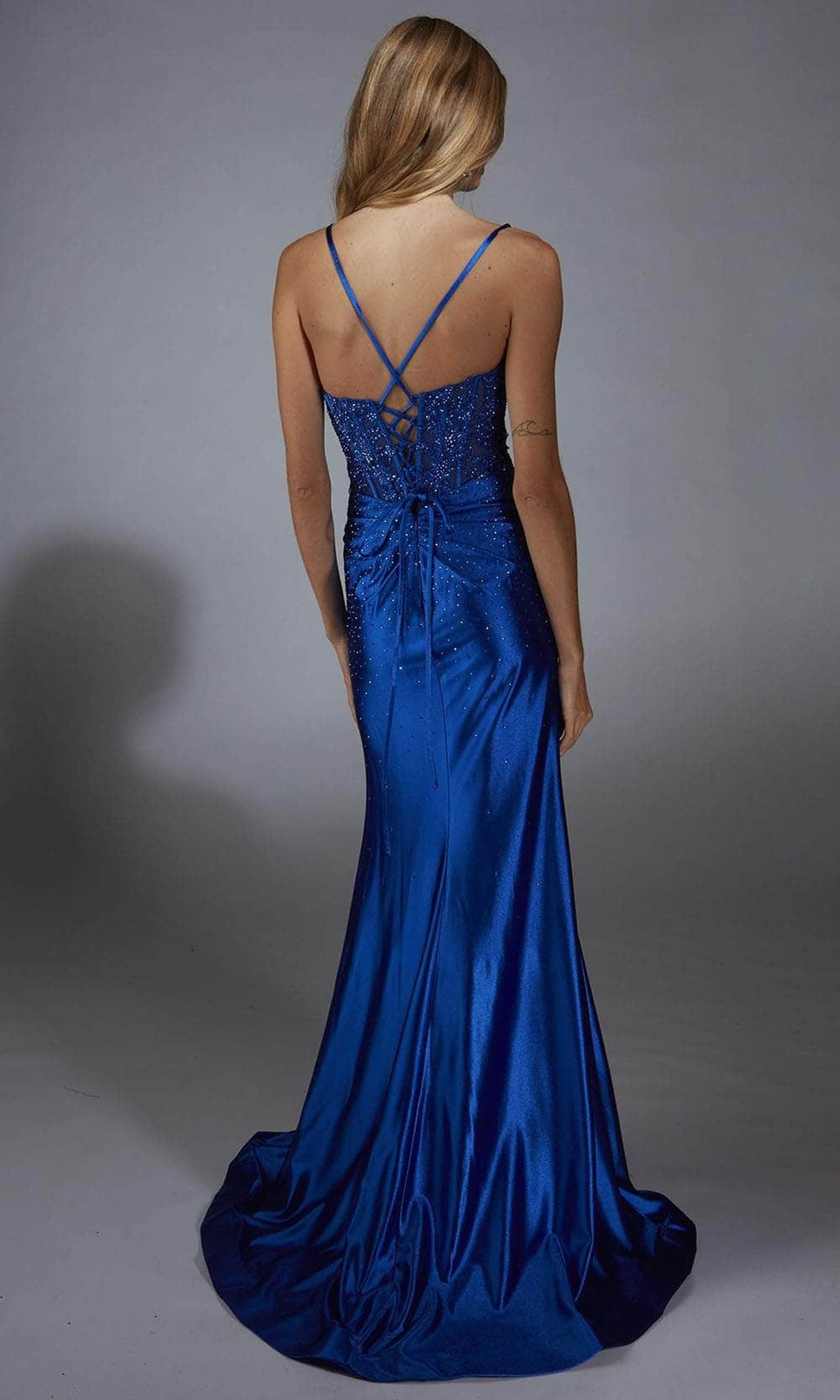 Alyce Paris 61827 - Beaded Corset Sheath Gown with Slit