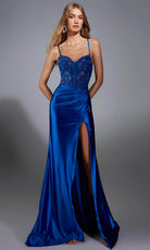 Alyce Paris 61827 - Beaded Corset Sheath Gown with Slit - designer prom dress at Silhouette Dresses