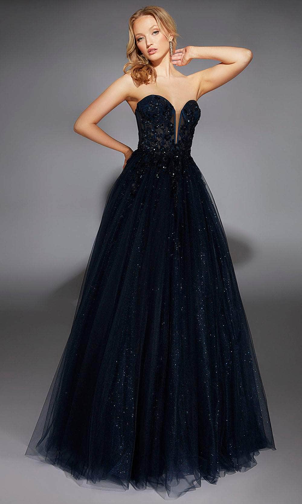 Alyce Paris 61846 - Plunge Neckline Glittering Ballgown - designer ball gown at Silhouette Dresses