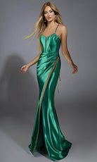 Alyce Paris 61849 - Plunging Neckline Sheath Gown with High Slit