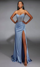 Alyce Paris 61863 - Beaded Sheer Corset Satin Gown - view 4