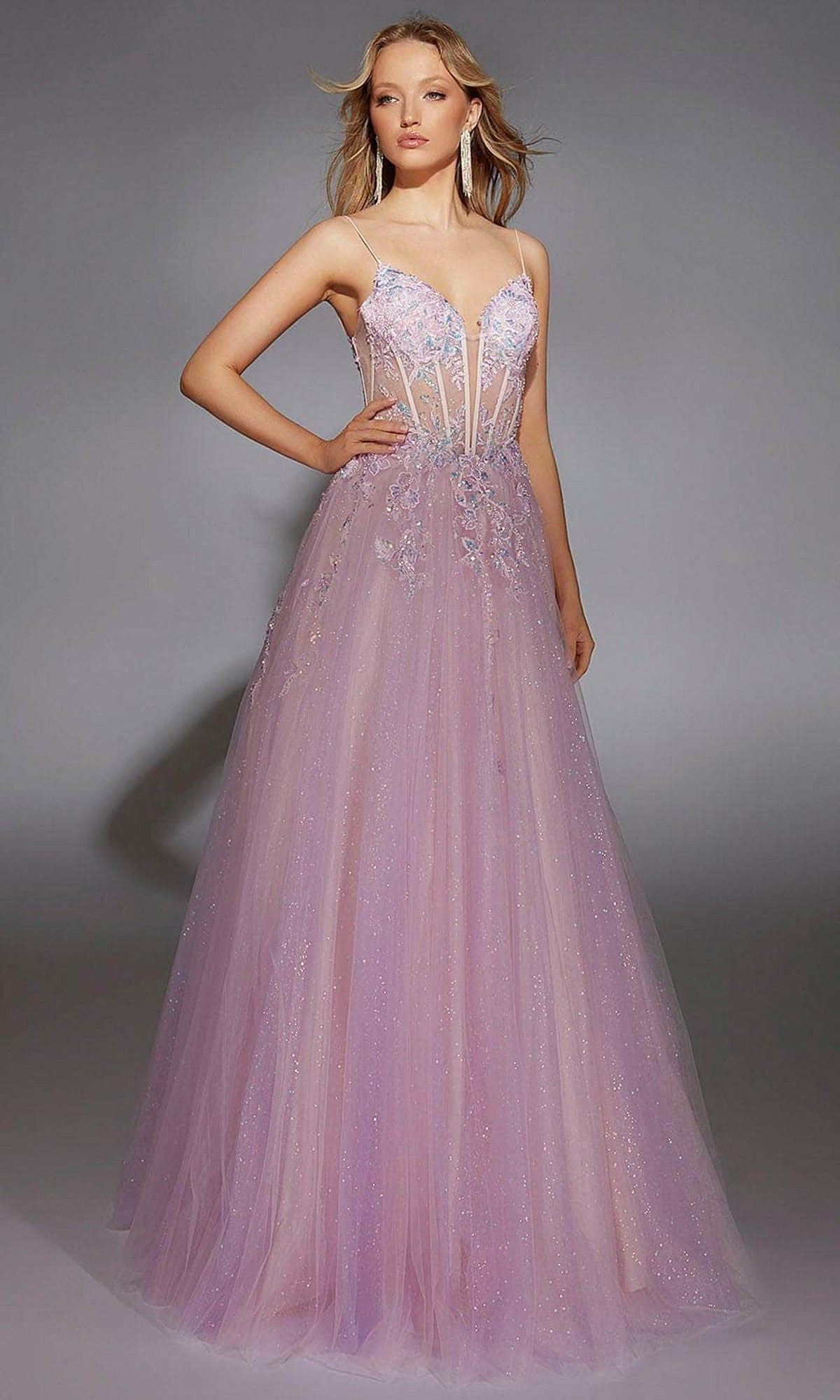 Alyce Paris 61865 - Sequin Appliqued V-Neck Ballgown
