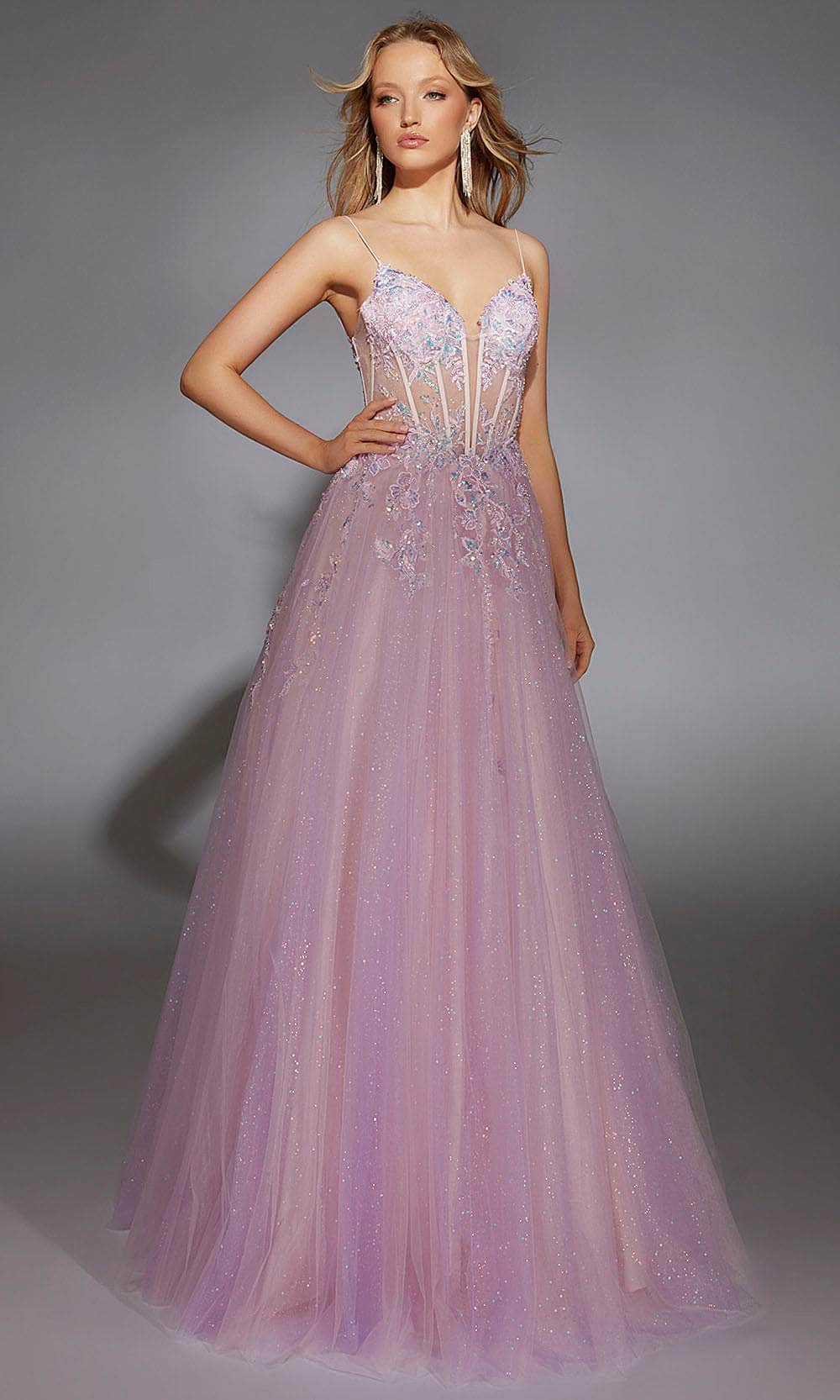 Alyce Paris 61865 - Sequin Appliqued V-Neck Ballgown - designer ball gown at Silhouette Dresses