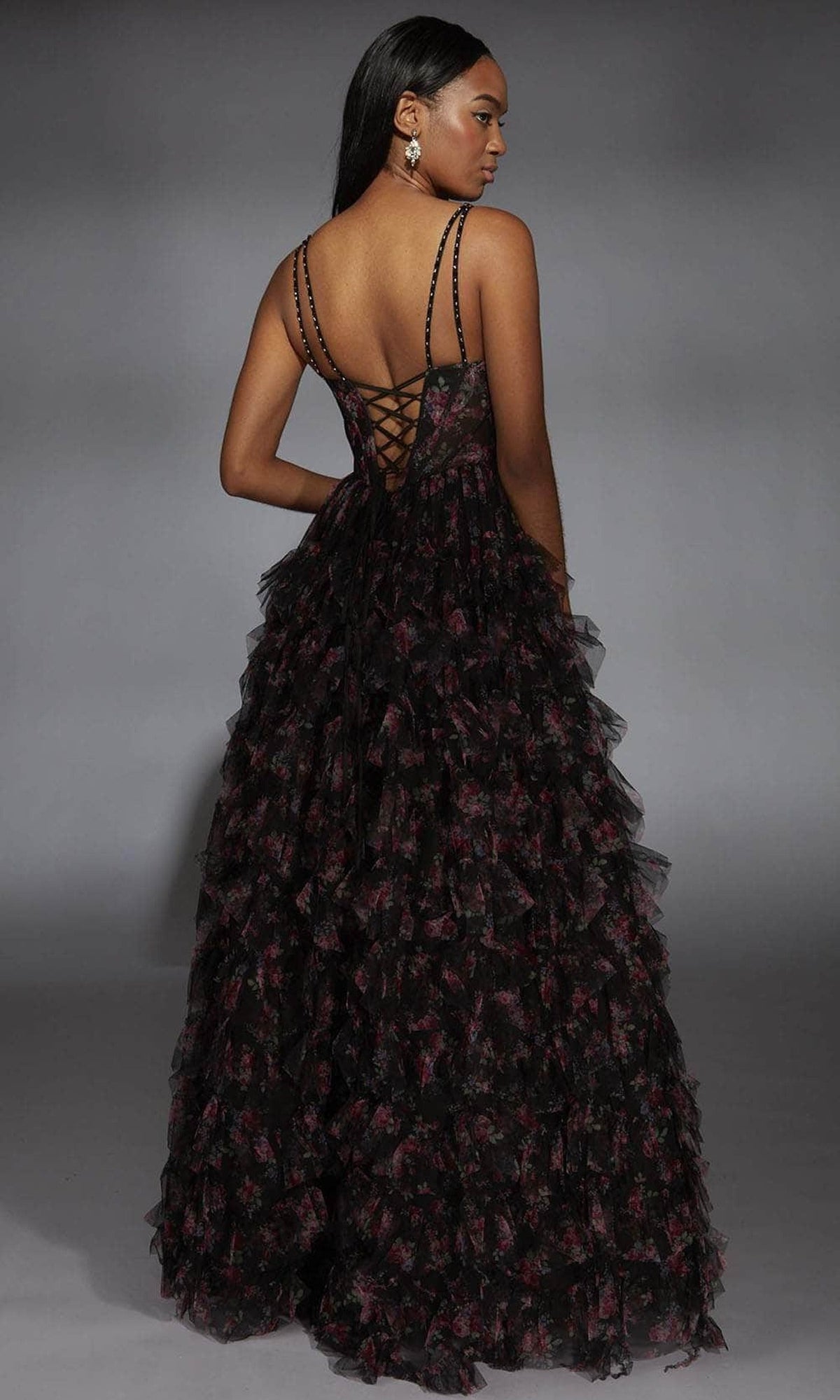 Alyce Paris 61866 - Tiered Ruffle Floral Ballgown