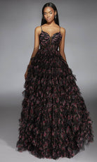 Alyce Paris 61866 - Tiered Ruffle Floral Ballgown