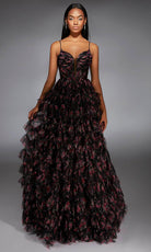 Alyce Paris 61866 - Tiered Ruffle Floral Ballgown - designer ball gown at Silhouette Dresses