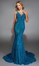 Alyce Paris 61876 - Geometric Sequin Fitted Gown - designer prom dress at Silhouette Dresses