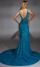 Alyce Paris 61876 - Geometric Sequin Fitted Gown - back view