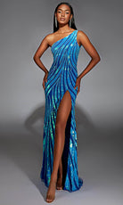 Alyce Paris 61877 - One Shoulder Sequin Gown with Cut Out Back - designer prom dress at Silhouette Dresses