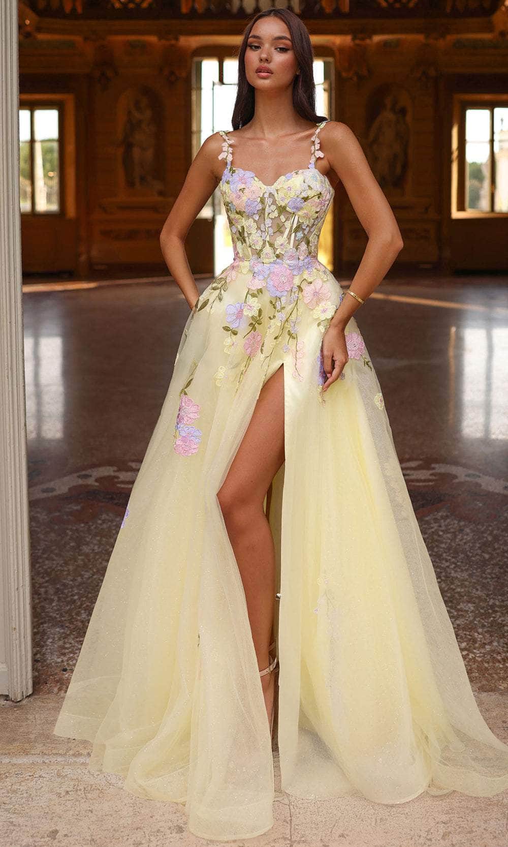 Alyce Paris 61909 - Floral Embroidered Tulle Gown - designer prom dress at Silhouette Dresses
