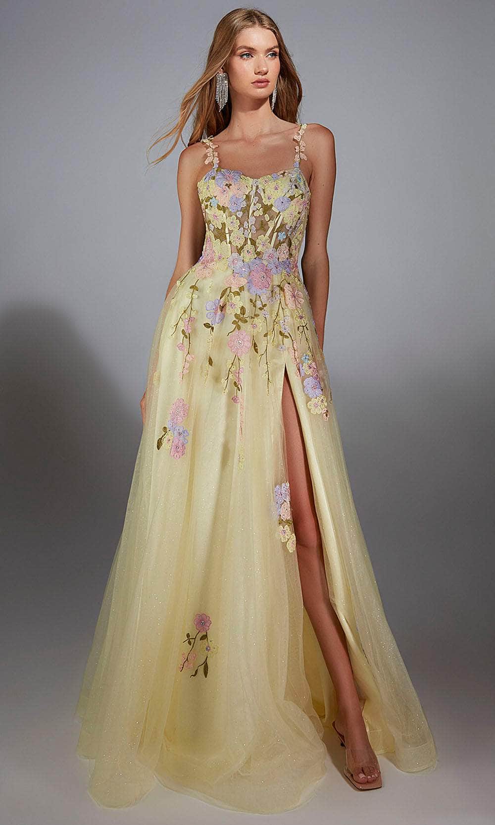 Alyce Paris 61909 - Floral Embroidered Tulle Gown - detail view