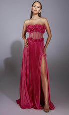 Alyce Paris 61935 - Floral Strapless Pleated Gown