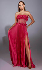 Alyce Paris 61935 - Floral Strapless Pleated Gown - back view