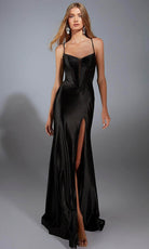 Alyce Paris 61950 - Satin Sheath Gown with High Slit