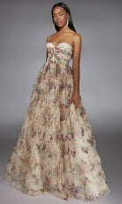 Alyce Paris 61957 - Floral Print Strapless Layered Gown