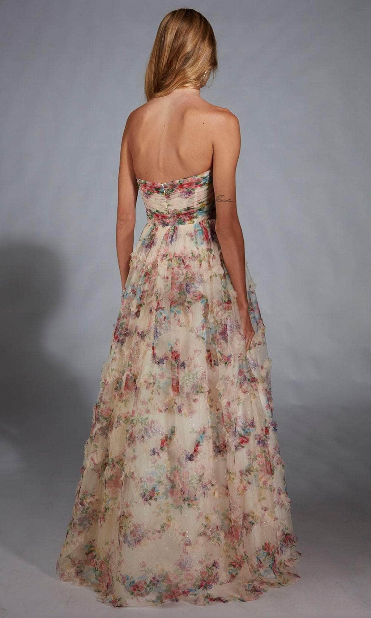 Alyce Paris 61957 - Floral Print Strapless Layered Gown