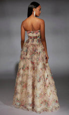 Alyce Paris 61957 - Floral Print Strapless Layered Gown
